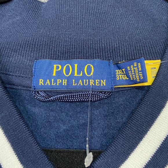 Polo Ralph Lauren Mens 3XLT Bomber Jacket Navy Gray Cotton Blend Streetwear NWT - Picture 4 of 7